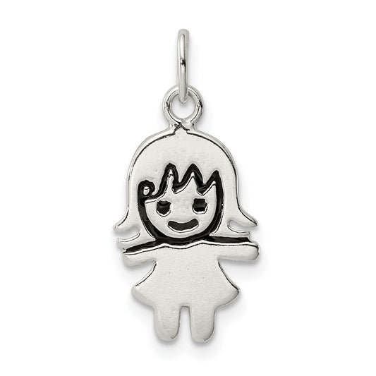Sterling Silver Enameled Girl Charm QC7515