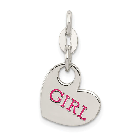 Sterling Silver Polished Enamel Girl Charm QC7518