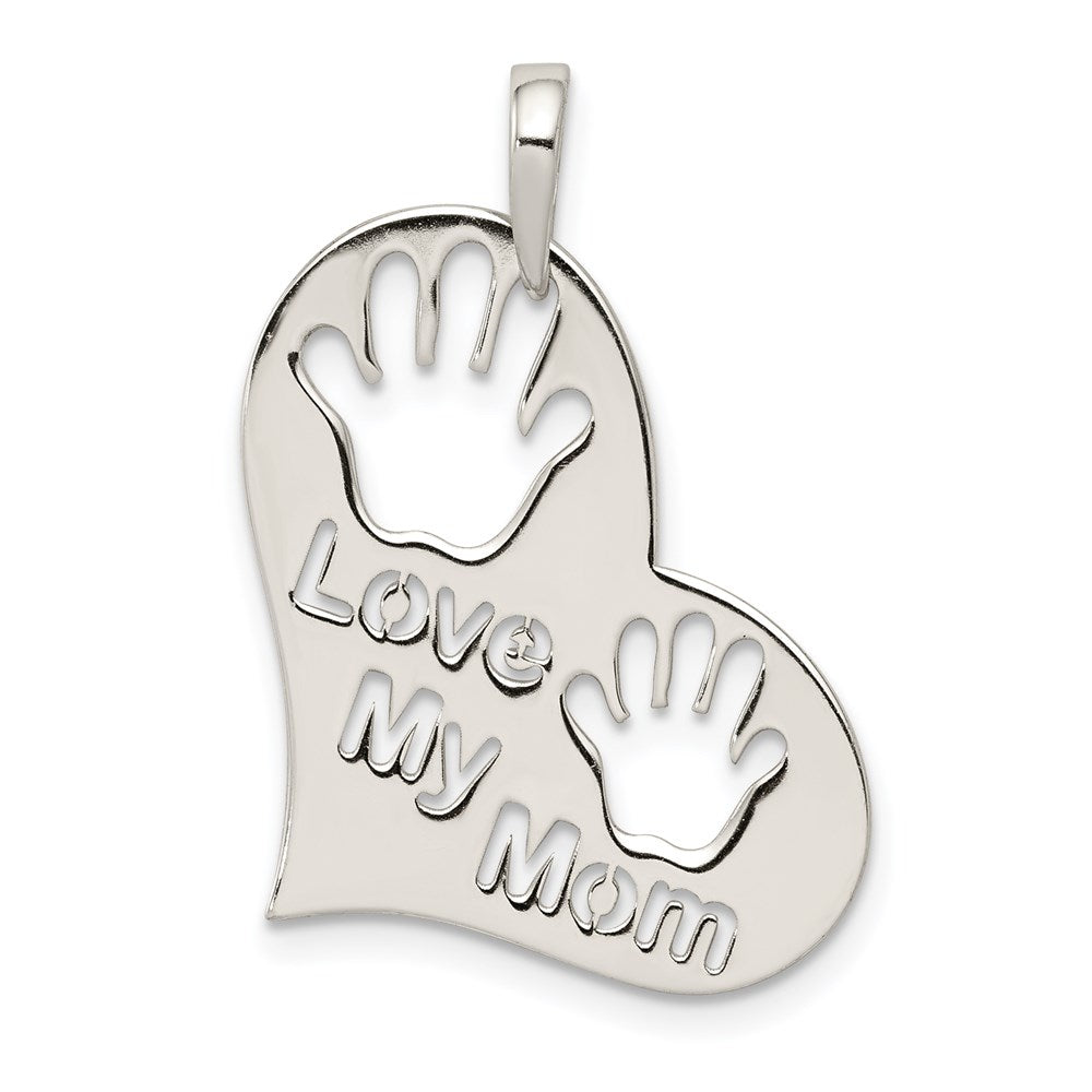 Sterling Silver Polished Love My Mom Heart Pendant QC7520