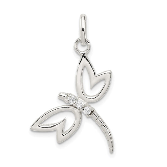 Sterling Silver With CZ Dragonfly Pendant QC7566