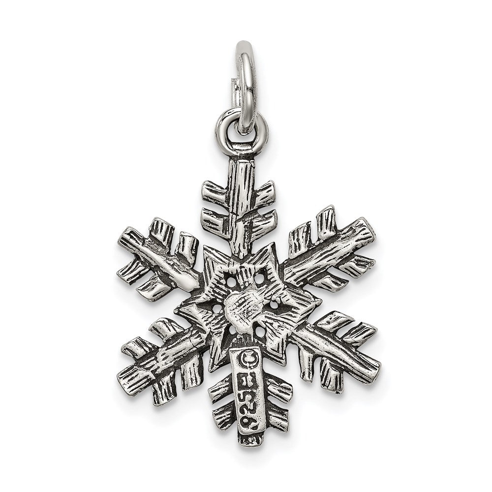Sterling Silver Antiqued Snow Flake Charm QC7574
