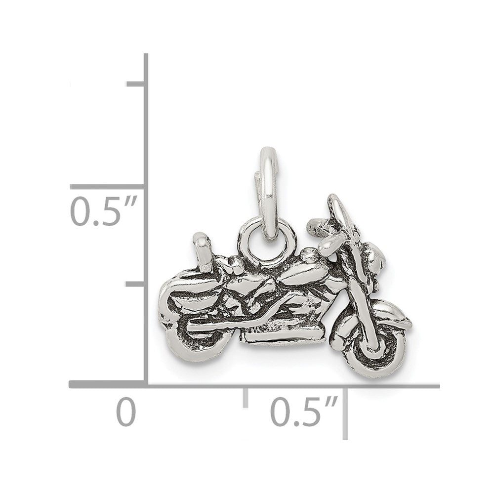 Sterling Silver Antiqued Motorcycle Charm QC7586