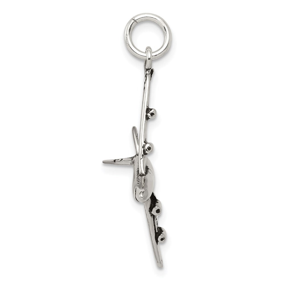 Sterling Silver Antiqued Airplane Charm QC7592