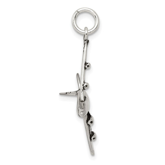 Sterling Silver Antiqued Airplane Charm QC7592