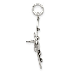 Sterling Silver Antiqued Airplane Charm QC7592