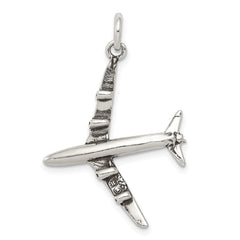 Sterling Silver Antiqued Airplane Charm QC7592