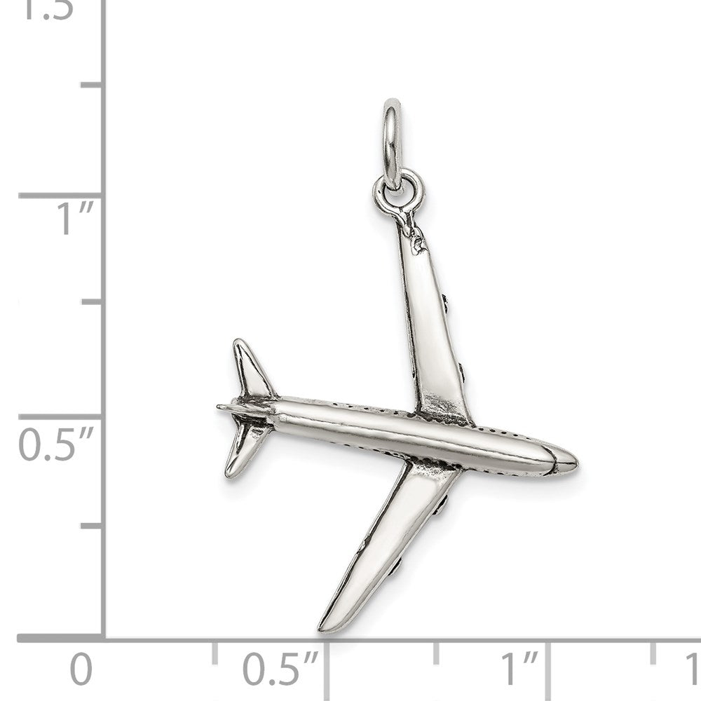 Sterling Silver Antiqued Airplane Charm QC7592