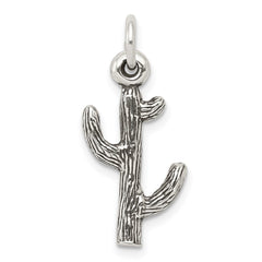 Sterling Silver Antiqued Cactus Charm QC7605
