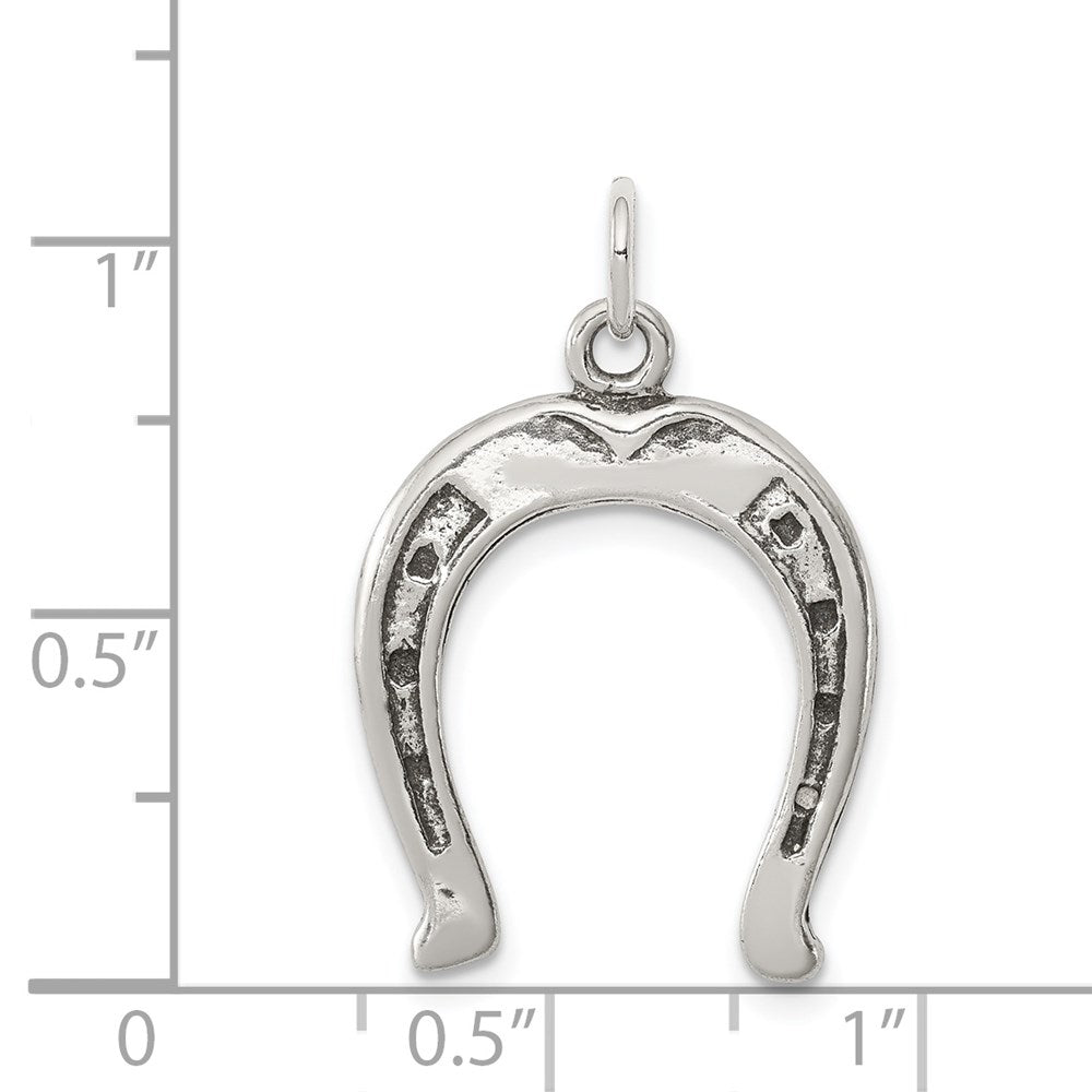 Sterling Silver Antiqued Horseshoe Charm QC7616