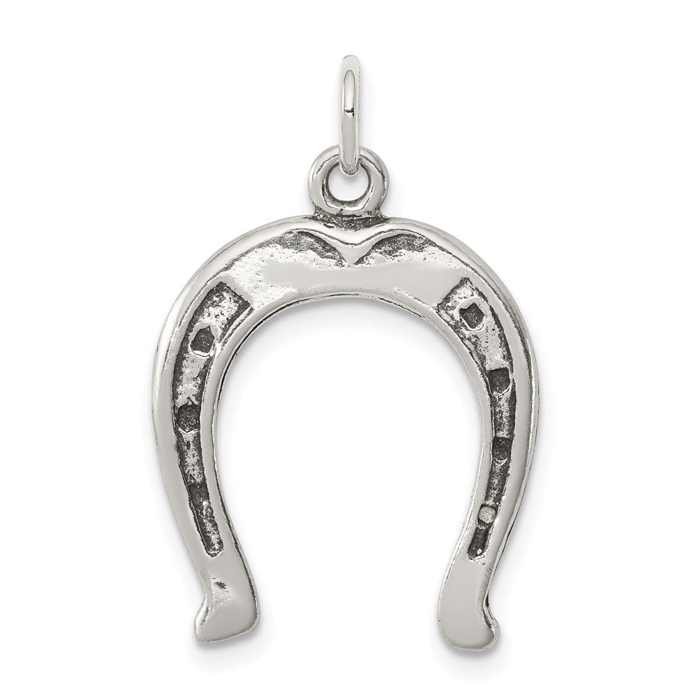 Sterling Silver Antiqued Horseshoe Charm QC7616