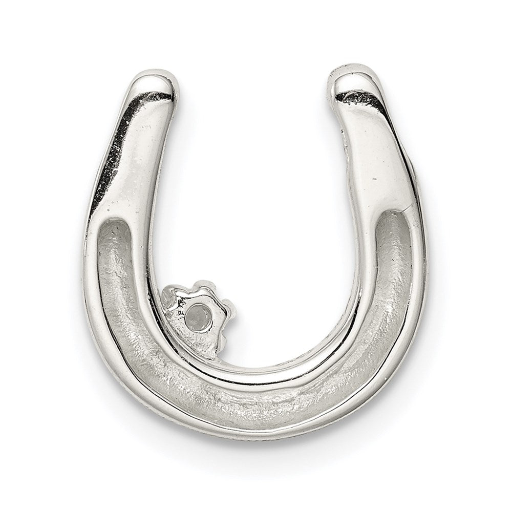 Sterling Silver CZ Horseshoe Pendant QC7617