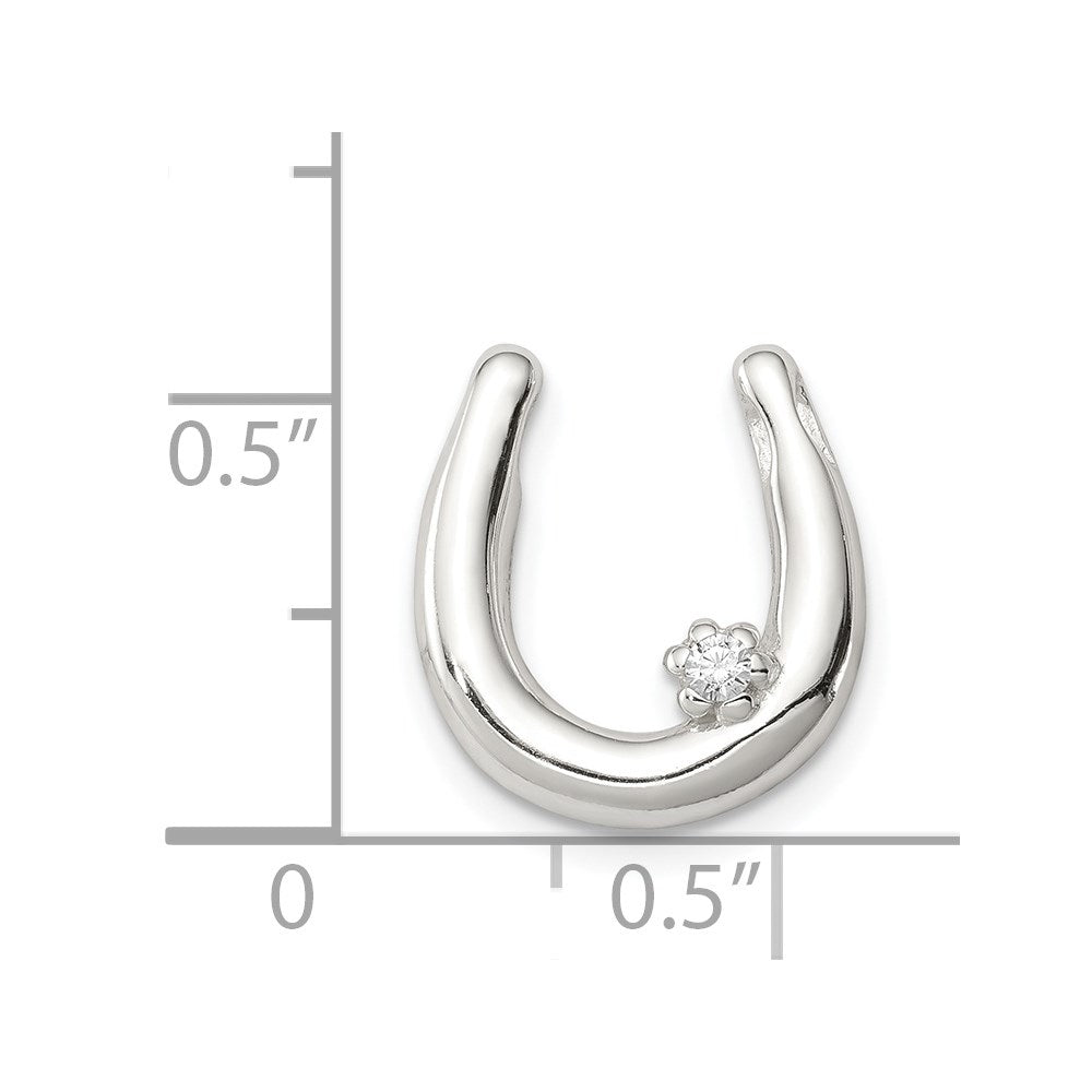 Sterling Silver CZ Horseshoe Pendant QC7617