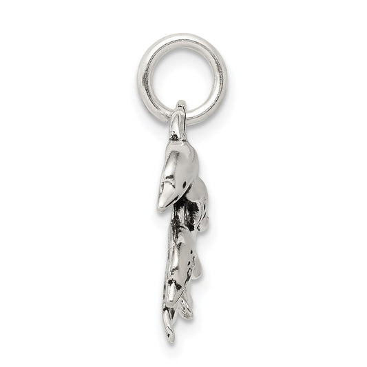 Sterling Silver Antiqued Dolphin Charm QC7662
