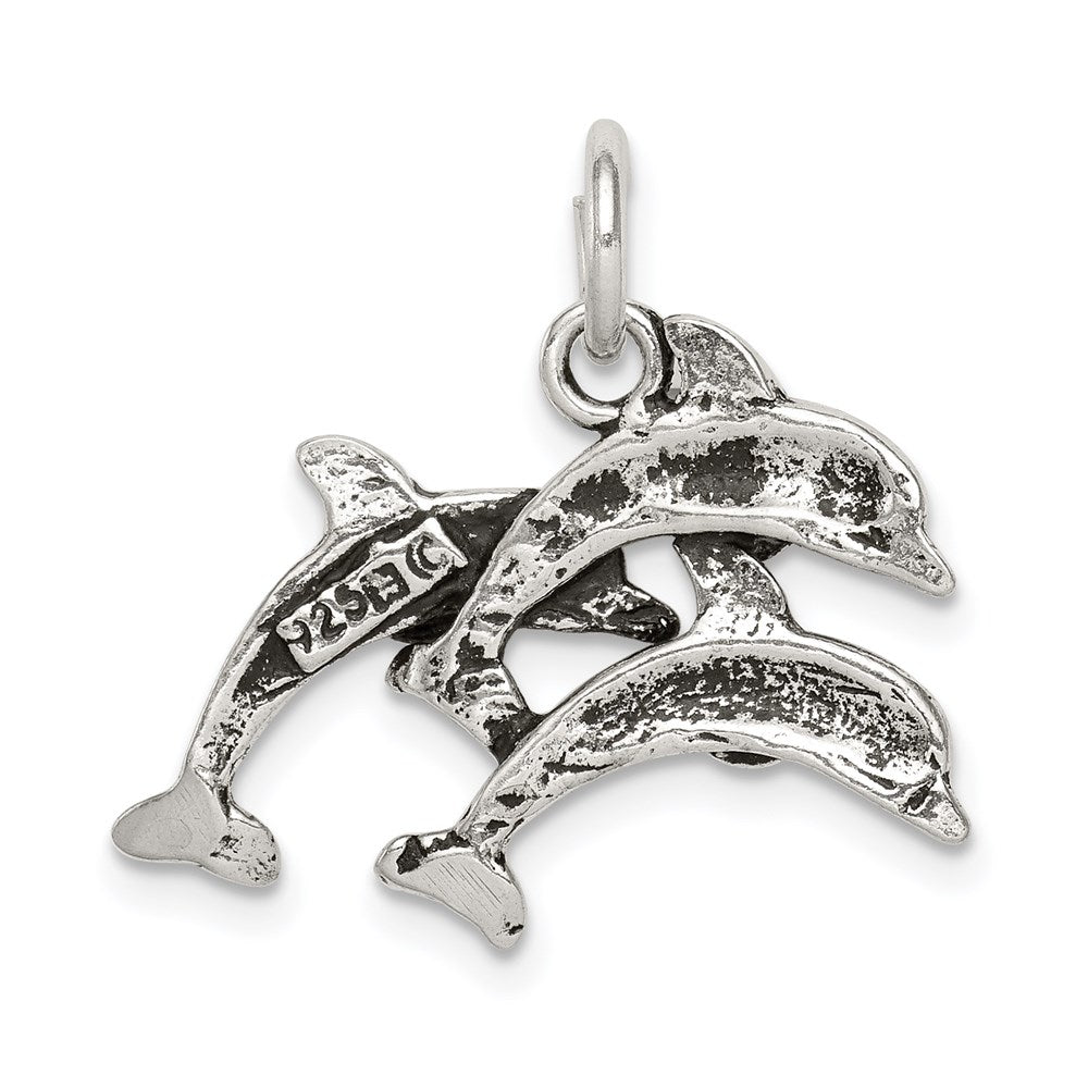 Sterling Silver Antiqued Dolphin Charm QC7662