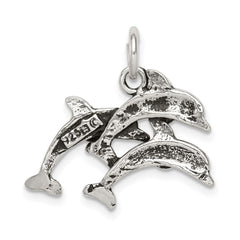 Sterling Silver Antiqued Dolphin Charm QC7662
