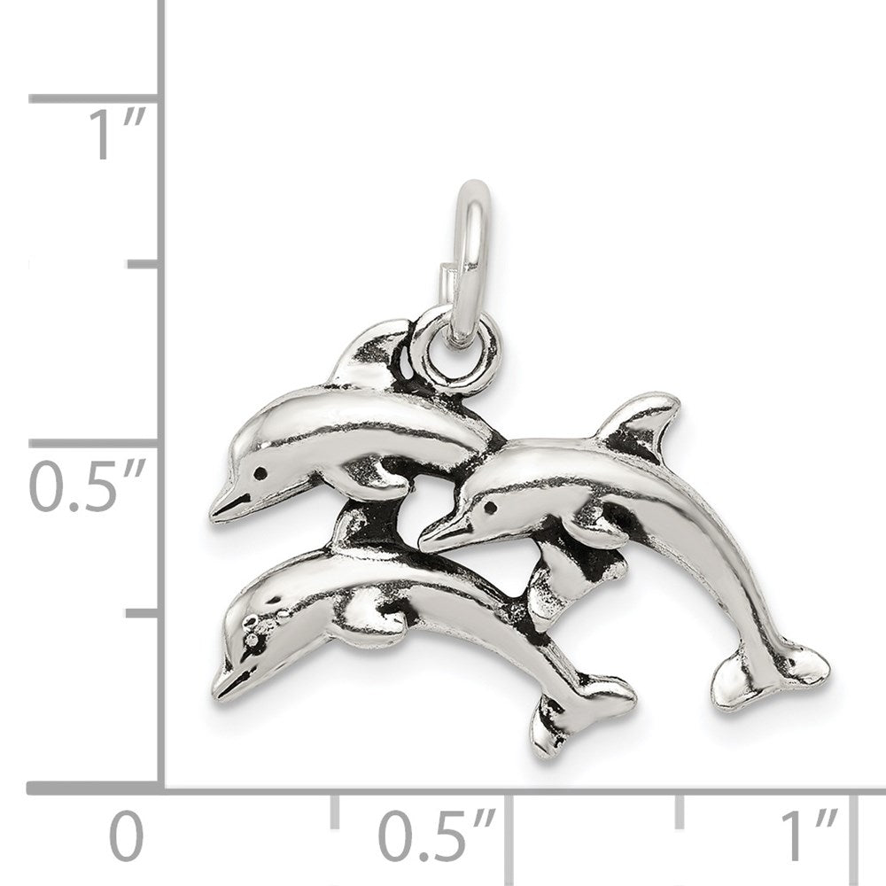 Sterling Silver Antiqued Dolphin Charm QC7662