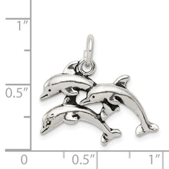 Sterling Silver Antiqued Dolphin Charm QC7662