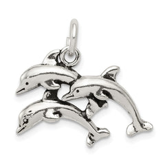 Sterling Silver Antiqued Dolphin Charm QC7662