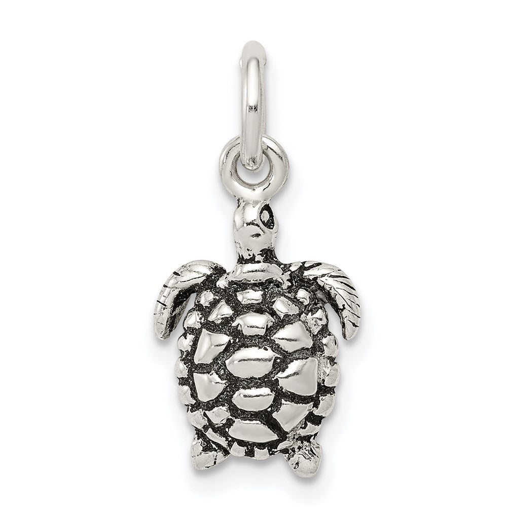 Sterling Silver Antiqued Turtle Charm QC7667