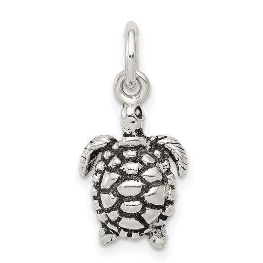 Sterling Silver Antiqued Turtle Charm QC7667