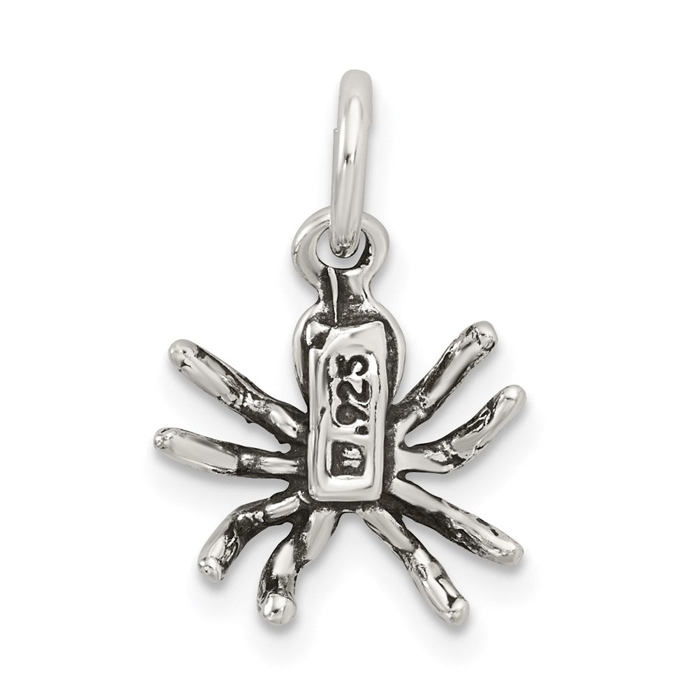 Sterling Silver Antiqued Spider Charm QC7679