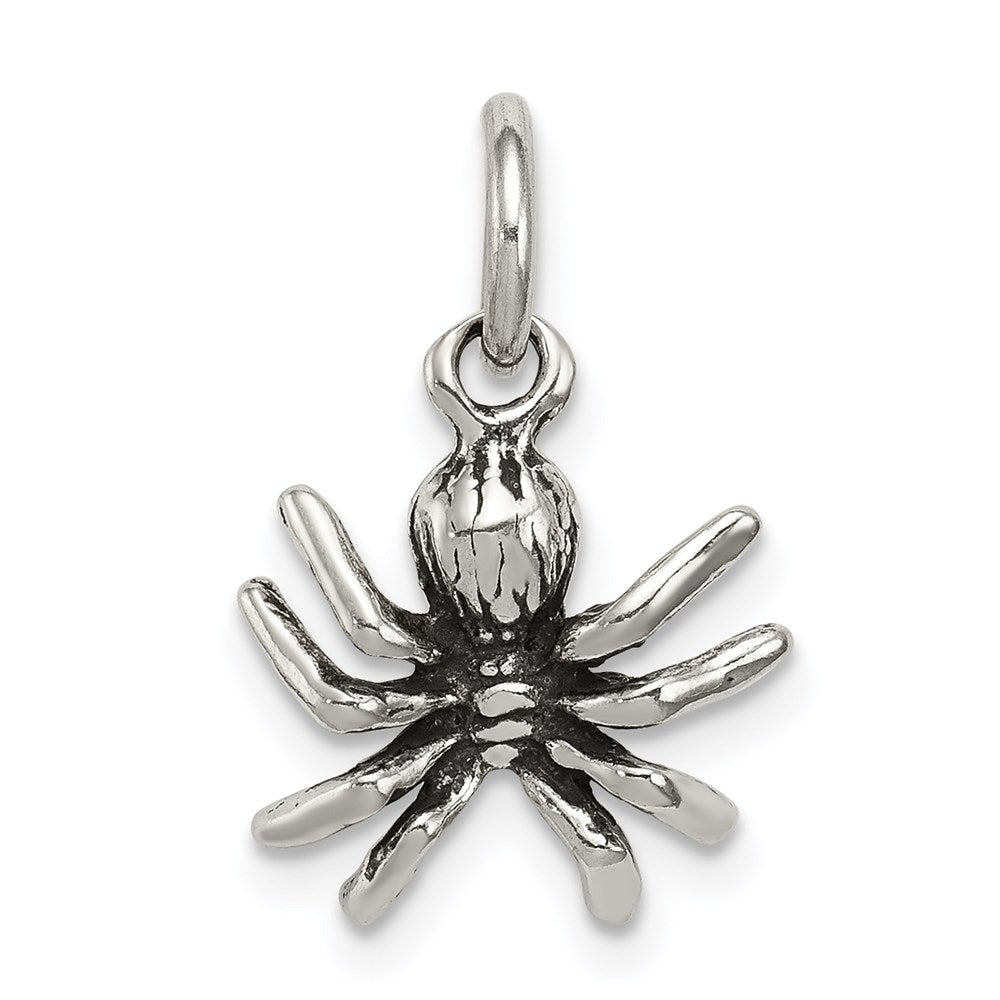 Sterling Silver Antiqued Spider Charm QC7679