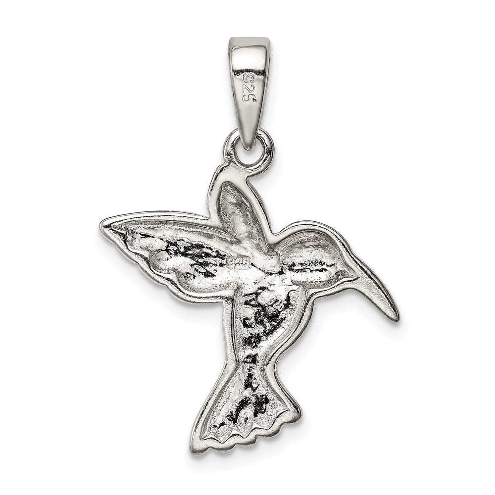 Sterling Silver Rhod plated Creat Opal Inlay Hummingbird Pendant QC7684