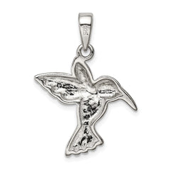 Sterling Silver Rhod plated Creat Opal Inlay Hummingbird Pendant QC7684