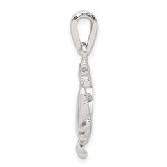 Sterling Silver Rhodium-plated Blue Inlay Created Opal Crab Pendant QC7685