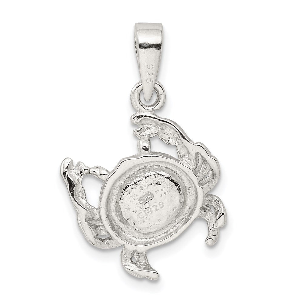 Sterling Silver Rhodium-plated Blue Inlay Created Opal Crab Pendant QC7685