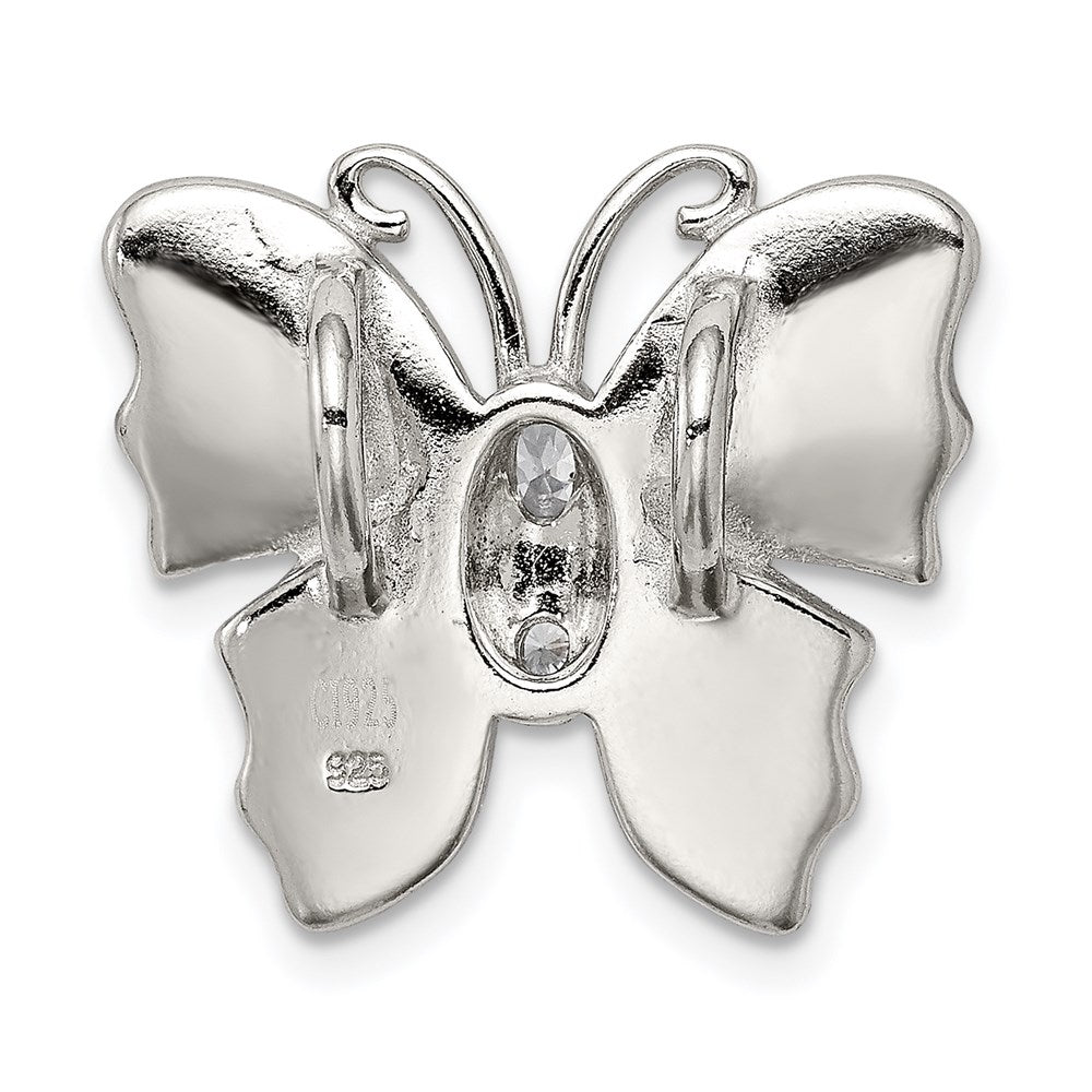 Sterling Silver Rhod plated Blue Inlay Creat Opal Butterfly Pendant QC7687