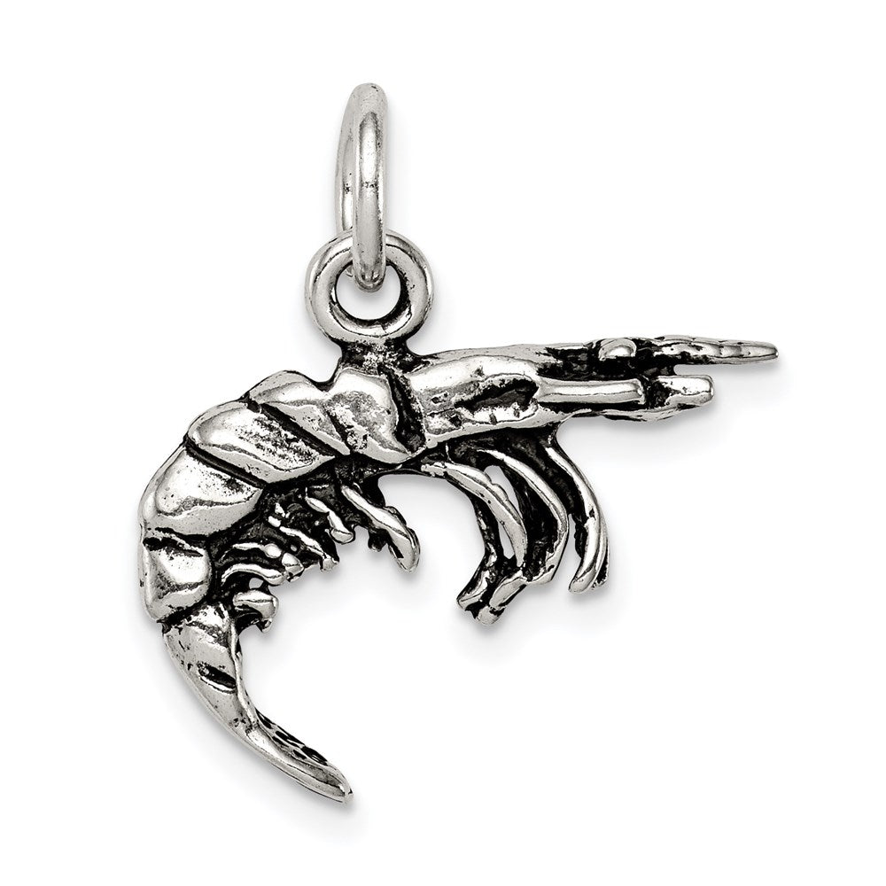 Sterling Silver Antiqued Shrimp Charm QC7700