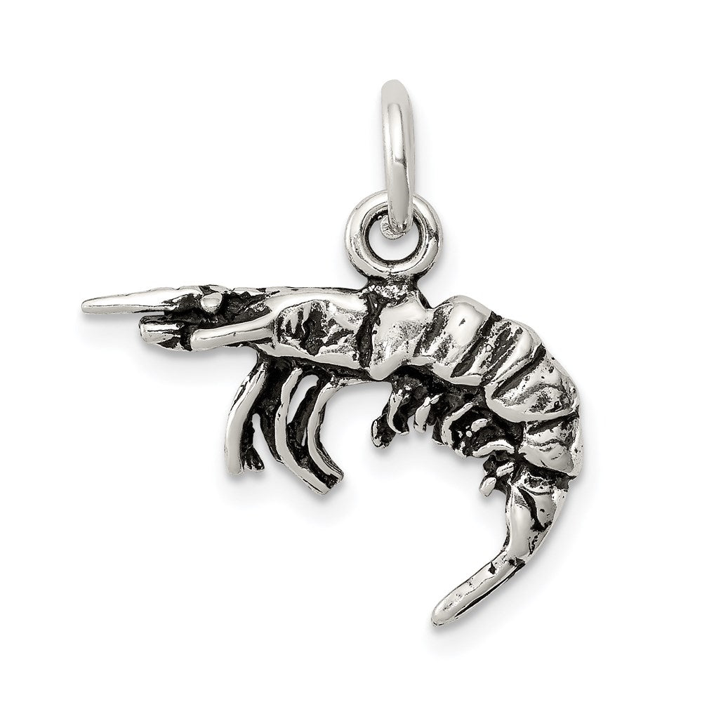 Sterling Silver Antiqued Shrimp Charm QC7700