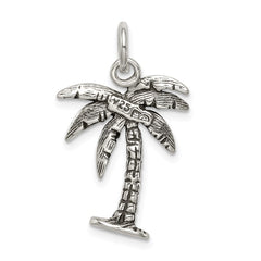 Sterling Silver Antiqued Palm Tree Charm QC7702