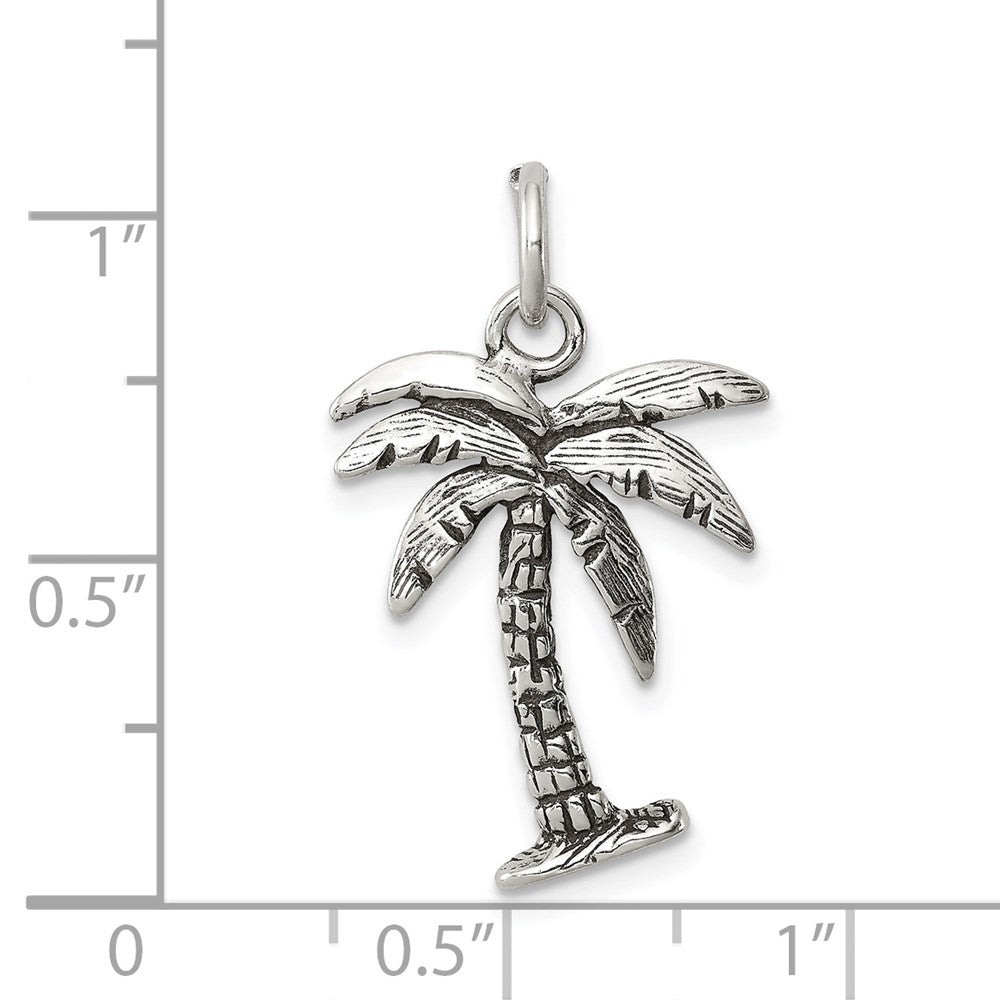 Sterling Silver Antiqued Palm Tree Charm QC7702