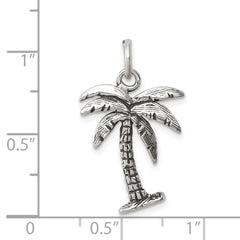 Sterling Silver Antiqued Palm Tree Charm QC7702
