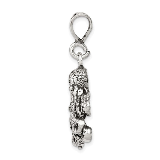 Sterling Silver Antiqued Octopus Charm QC7703
