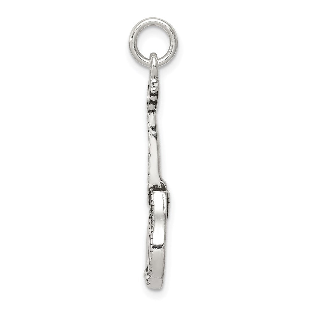Sterling Silver Antiqued Mandolin Charm QC7763