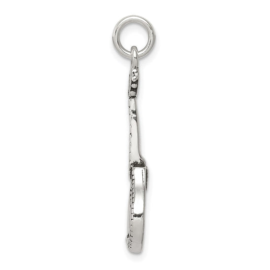 Sterling Silver Antiqued Mandolin Charm QC7763