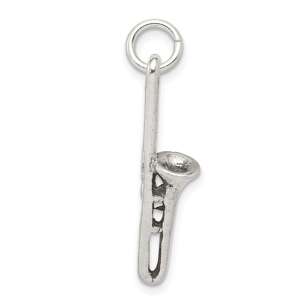 Sterling Silver Antiqued Trombone Charm QC7768