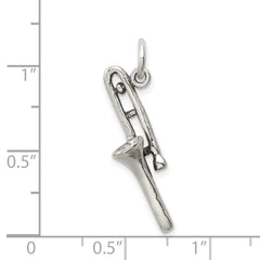 Sterling Silver Antiqued Trombone Charm QC7768