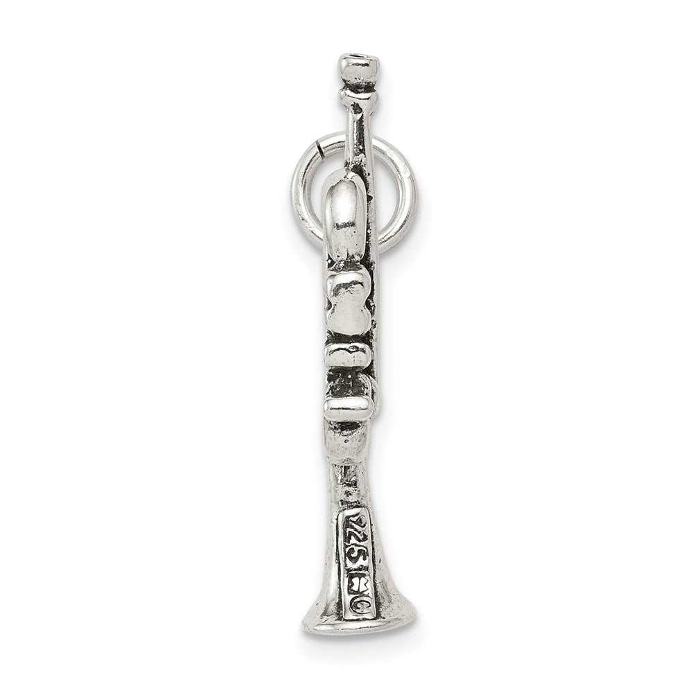 Sterling Silver Antiqued Trumpet Charm QC7770