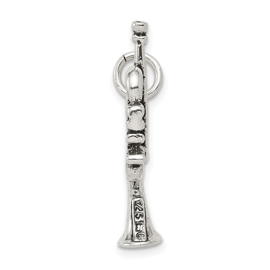 Sterling Silver Antiqued Trumpet Charm QC7770