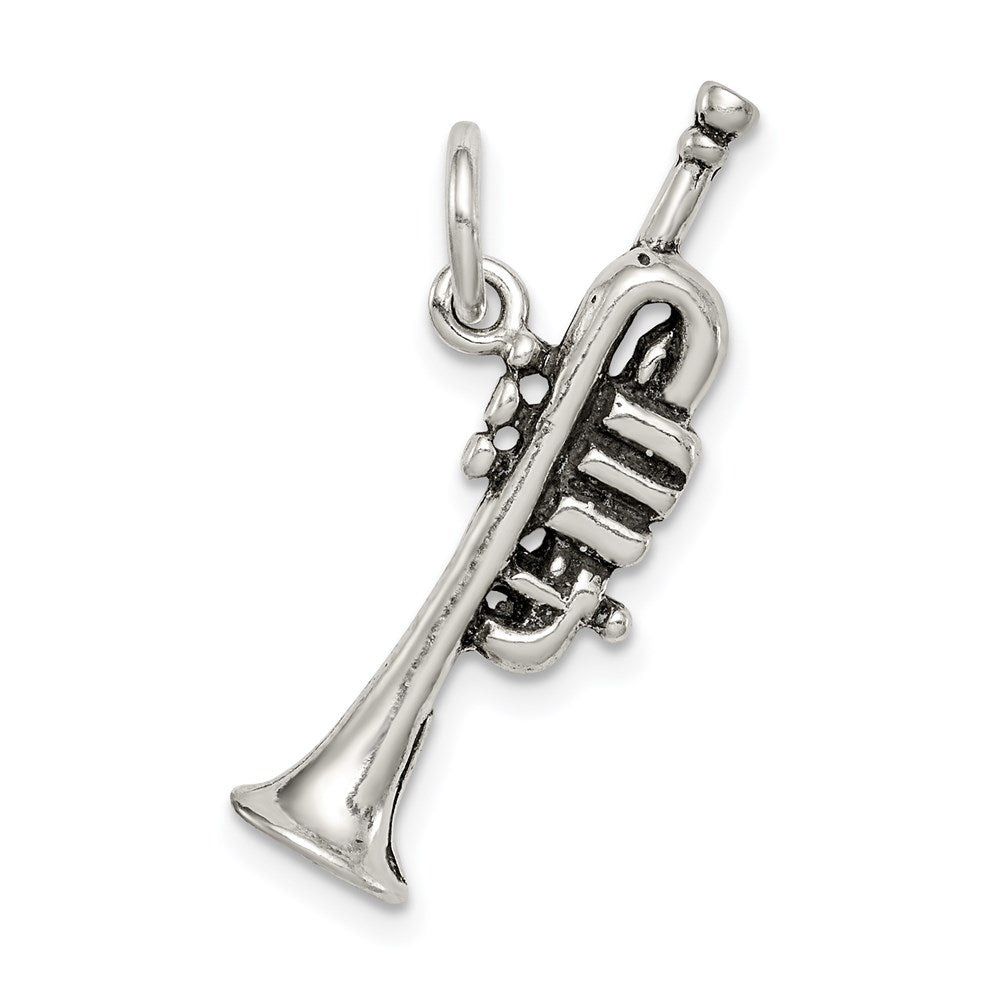 Sterling Silver Antiqued Trumpet Charm QC7770