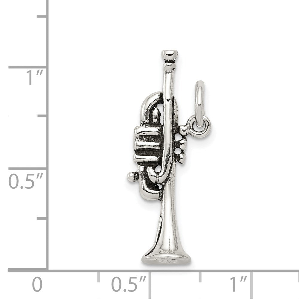 Sterling Silver Antiqued Trumpet Charm QC7770