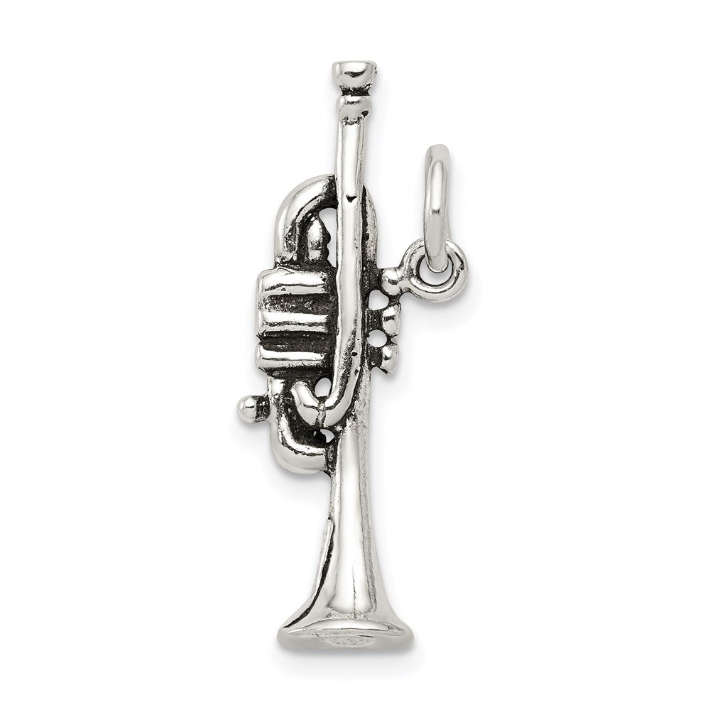 Sterling Silver Antiqued Trumpet Charm QC7770