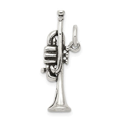 Sterling Silver Antiqued Trumpet Charm QC7770