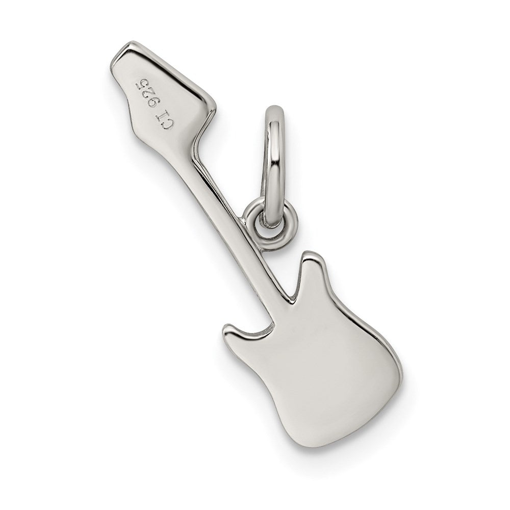 Sterling Silver Rhodium-plated Electric Guitar Charm QC7774