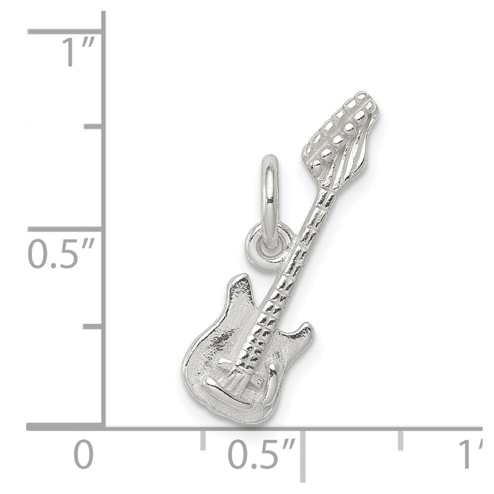 Sterling Silver Rhodium-plated Electric Guitar Charm QC7774