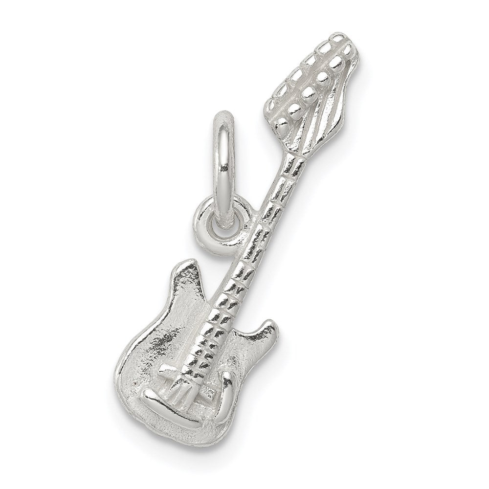 Sterling Silver Rhodium-plated Electric Guitar Charm QC7774